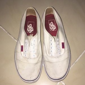 White Vintage Looking Vans (No Laces)